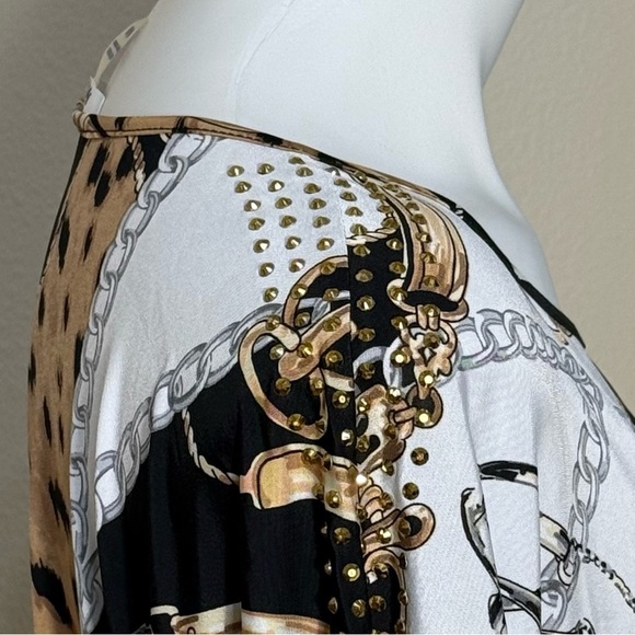 Nygard chain equestrian horse bit cowboy cowgirl chic  tunic short sleeve top - Picture 6 of 6